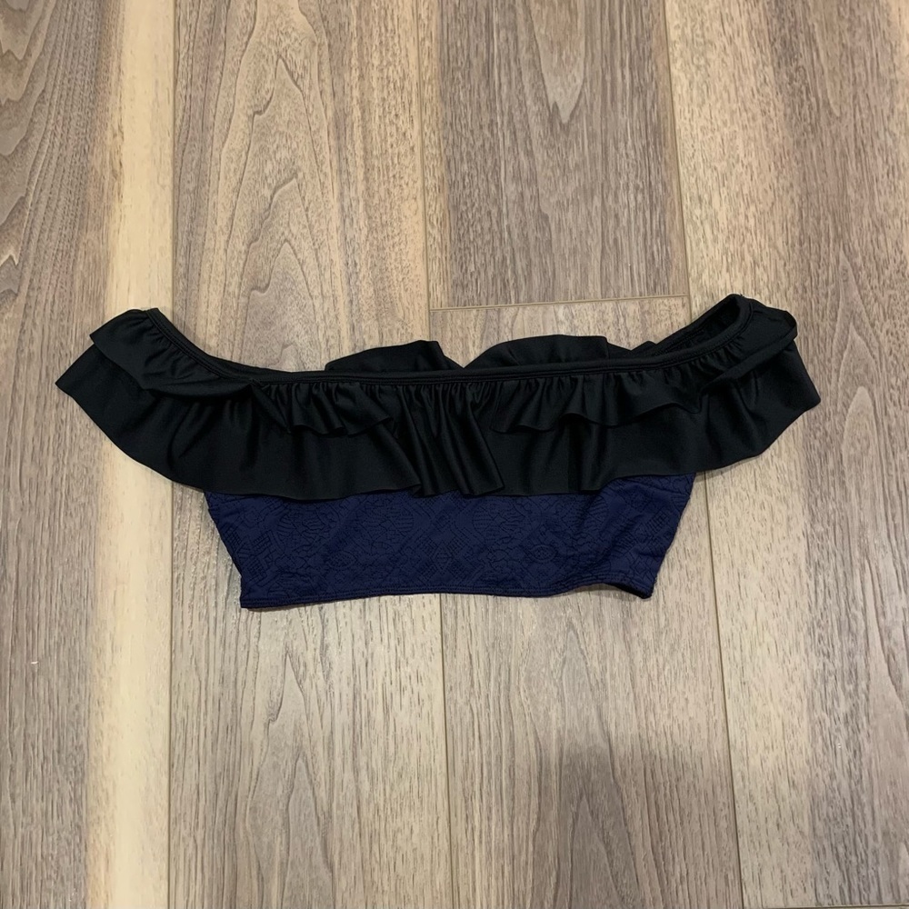 Jonathan Simkhai Ruffle Off the Shoulder Bandeau Bikini Top
